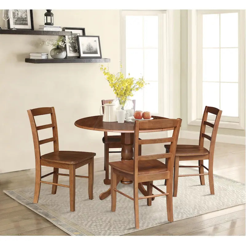 Table à manger à abattants 42" avec 4 chaises à barreaux - Ensemble 5 pièces