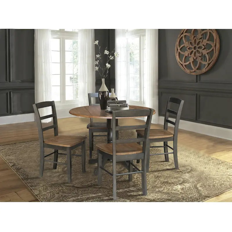 Table à manger à abattants 42" avec 4 chaises à barreaux - Ensemble 5 pièces