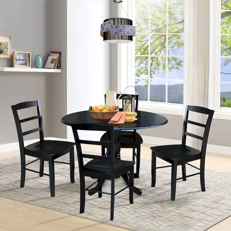 Table à manger à abattants 42" avec 4 chaises à barreaux - Ensemble 5 pièces