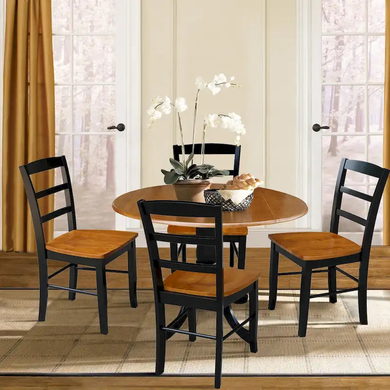 Table à manger à abattants 42" avec 4 chaises à barreaux - Ensemble 5 pièces