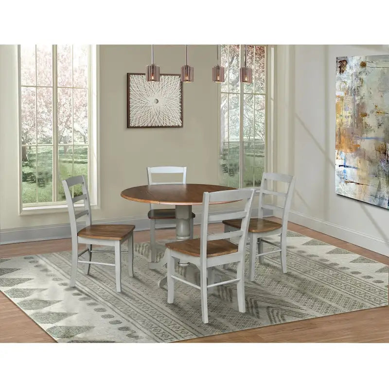 Table à manger à abattants 42" avec 4 chaises à barreaux - Ensemble 5 pièces