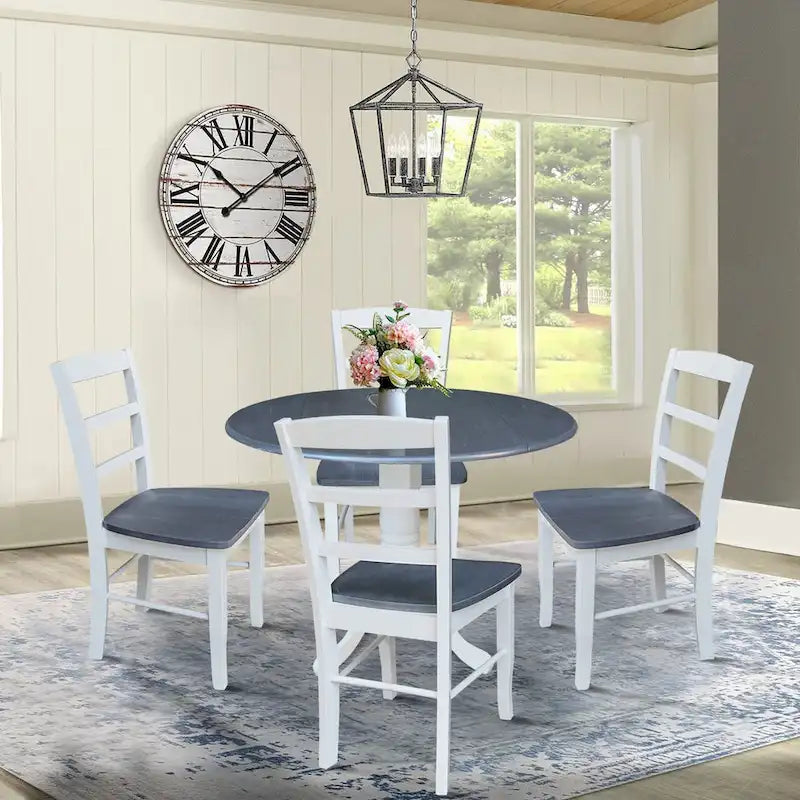 Table à manger à abattants 42" avec 4 chaises à barreaux - Ensemble 5 pièces