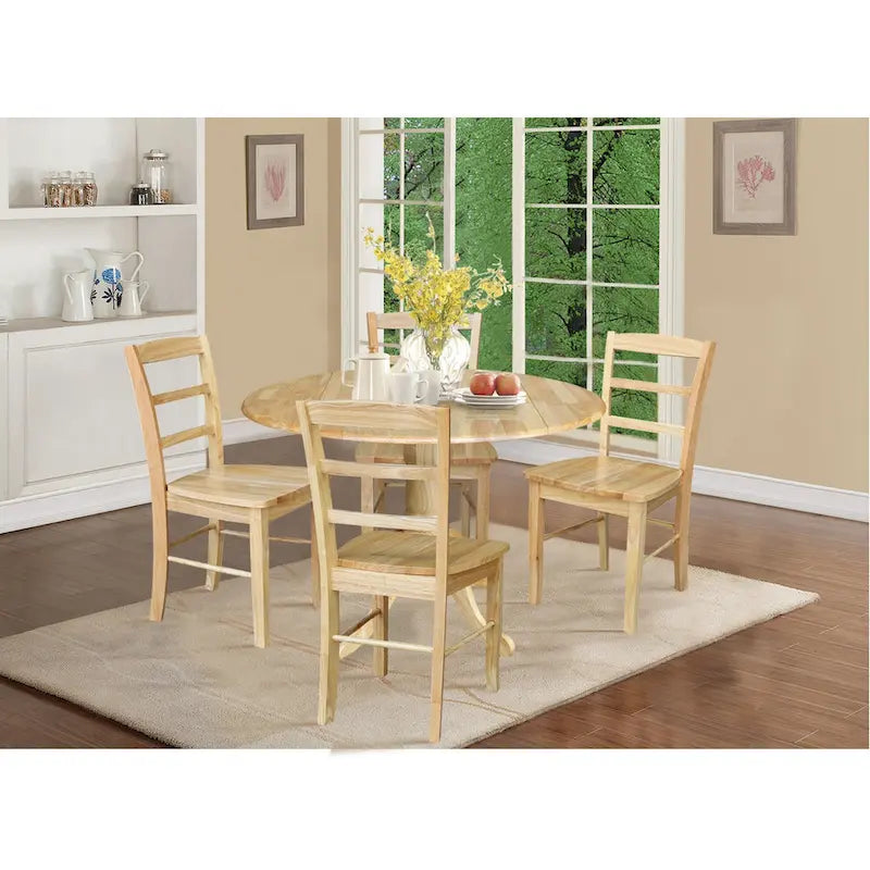 Table à manger à abattants 42" avec 4 chaises à barreaux - Ensemble 5 pièces