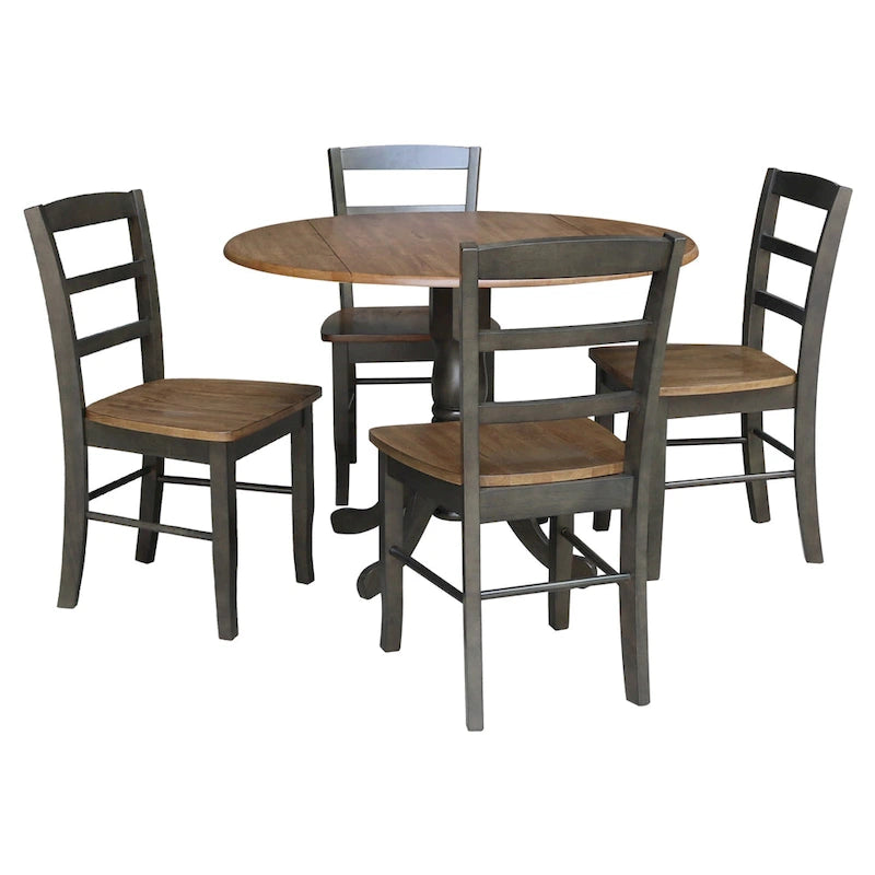 Table à manger à abattants 42" avec 4 chaises à barreaux - Ensemble 5 pièces
