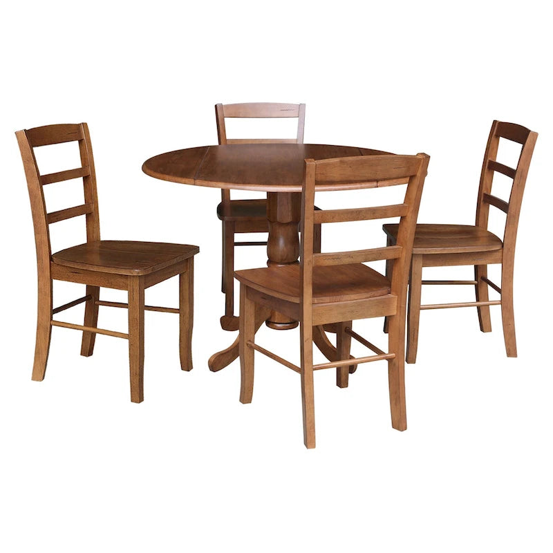 Table à manger à abattants 42" avec 4 chaises à barreaux - Ensemble 5 pièces