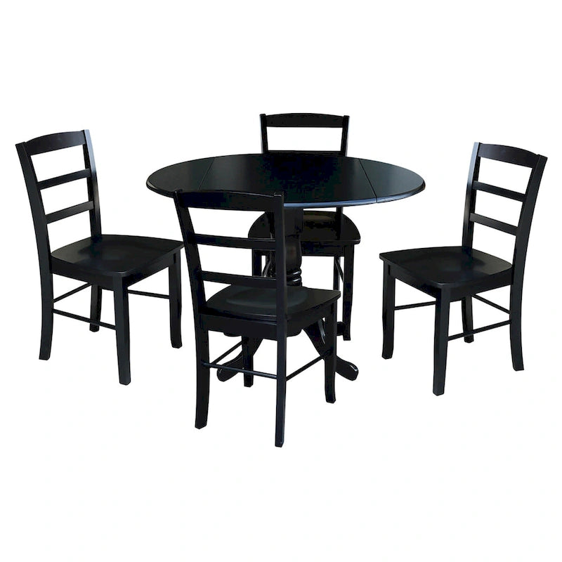 Table à manger à abattants 42" avec 4 chaises à barreaux - Ensemble 5 pièces