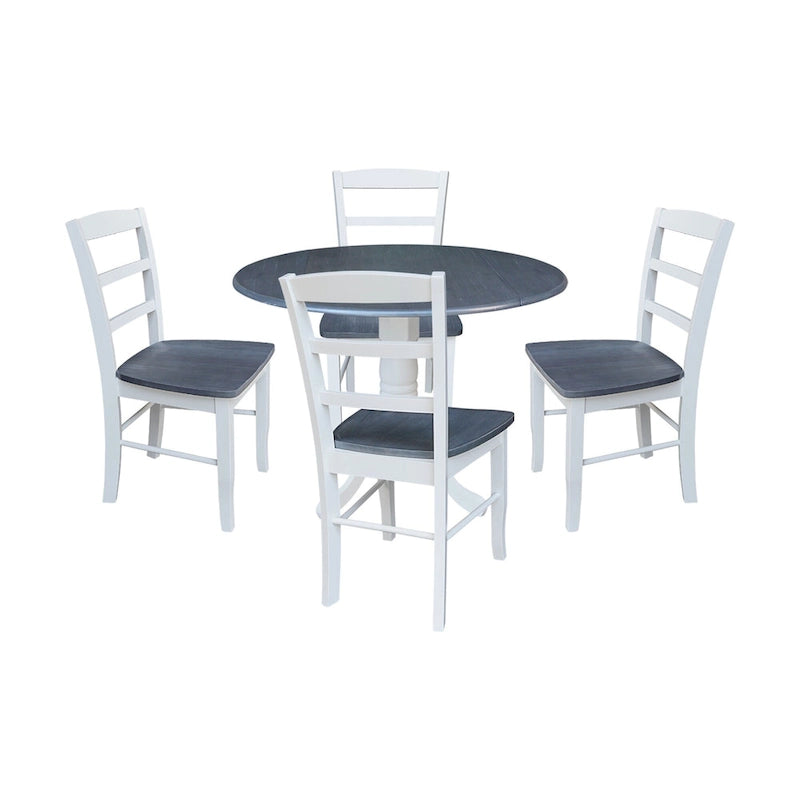 Table à manger à abattants 42" avec 4 chaises à barreaux - Ensemble 5 pièces