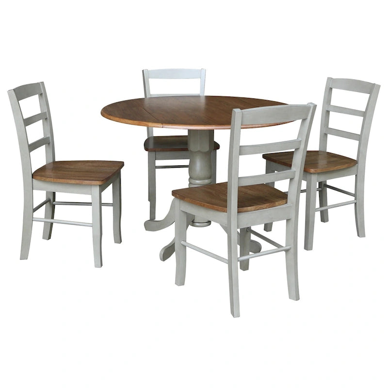 Table à manger à abattants 42" avec 4 chaises à barreaux - Ensemble 5 pièces