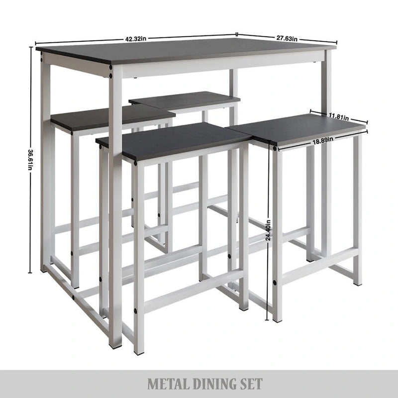 Ensemble de salle à manger 5 pièces en métal élégant CraftPorch