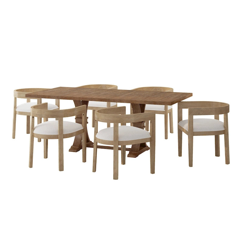 Ensemble de salle à manger 7 pièces Hudson en tissu et bois par Christopher Knight Home