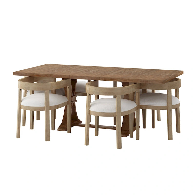 Ensemble de salle à manger 7 pièces Hudson en tissu et bois par Christopher Knight Home