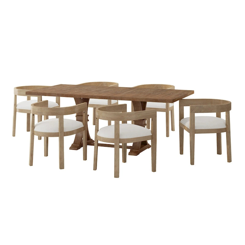 Ensemble de salle à manger 7 pièces Hudson en tissu et bois par Christopher Knight Home