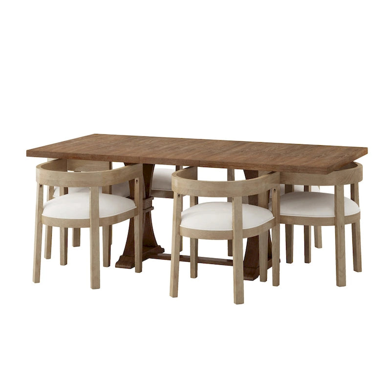 Ensemble de salle à manger 7 pièces Hudson en tissu et bois par Christopher Knight Home