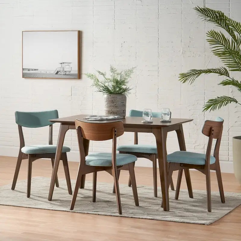 Ensemble de salle à manger rectangulaire en bois 5 pièces Megann Mid-Century par Christopher Knight Home
