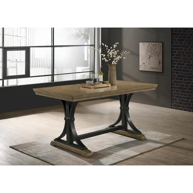 Ensemble de salle à manger hauteur comptoir 6 pièces Birmingham de Roundhill Furniture avec table au fini bois flotté et chaises cloutées