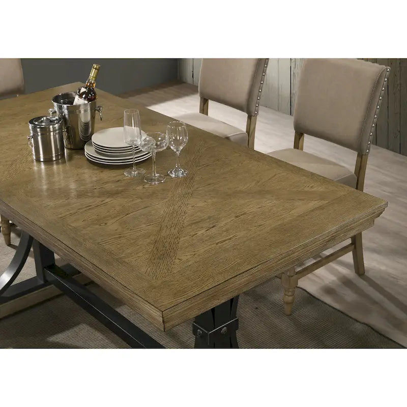 Ensemble de salle à manger hauteur comptoir 6 pièces Birmingham de Roundhill Furniture avec table au fini bois flotté et chaises cloutées