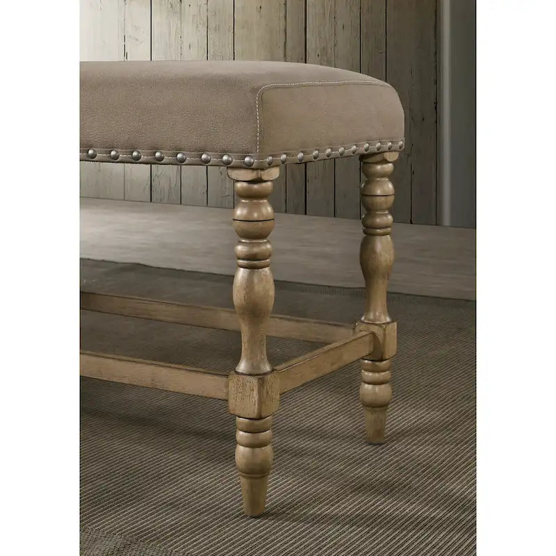 Ensemble de salle à manger hauteur comptoir 6 pièces Birmingham de Roundhill Furniture avec table au fini bois flotté et chaises cloutées