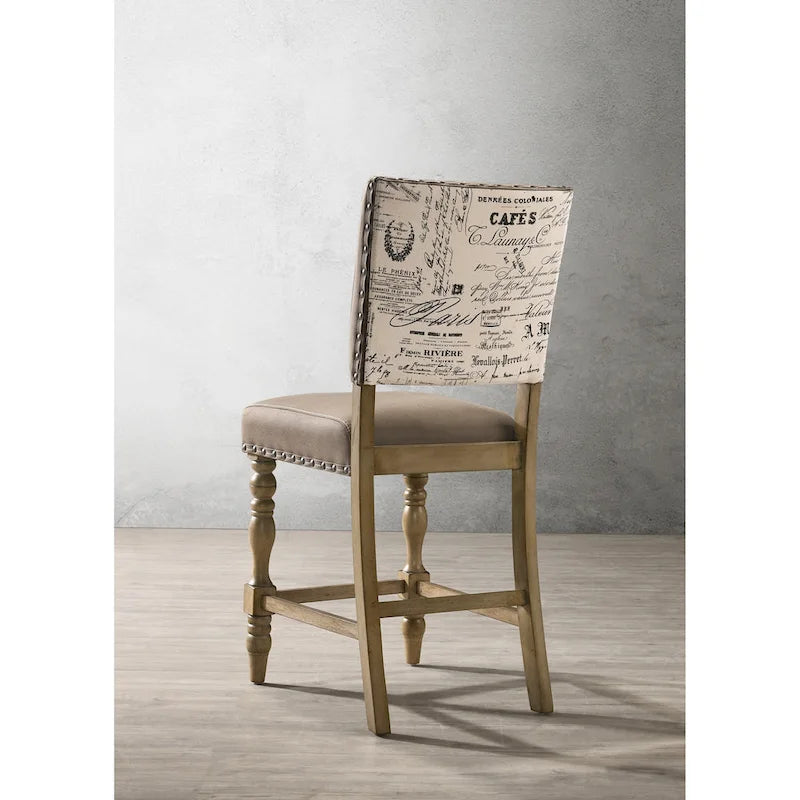 Ensemble de salle à manger hauteur comptoir 6 pièces Birmingham de Roundhill Furniture avec table au fini bois flotté et chaises cloutées