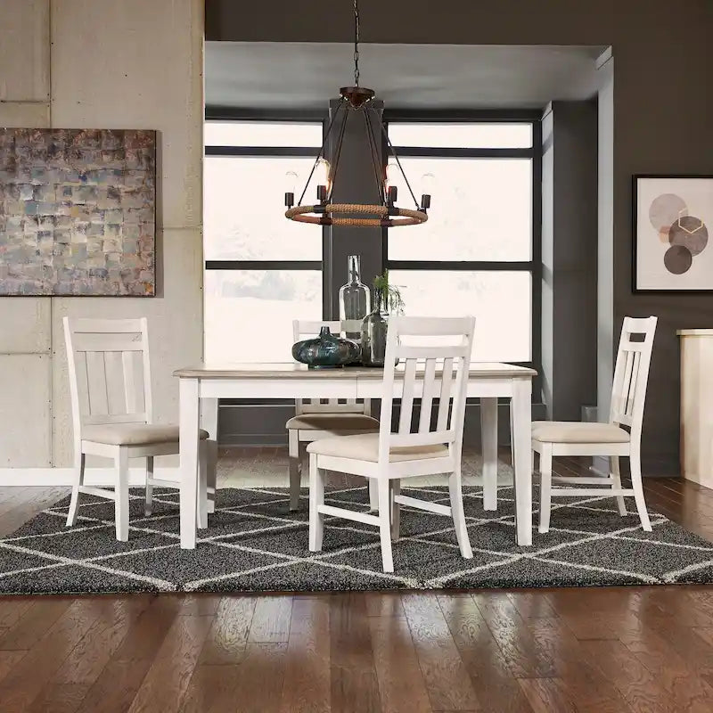 Ensemble de table rectangulaire Summerville Soft White Wash à 5 pièces en bois brossé gris