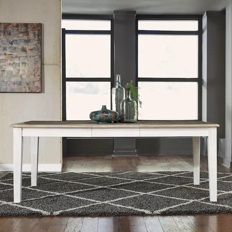 Ensemble de table rectangulaire Summerville Soft White Wash à 5 pièces en bois brossé gris