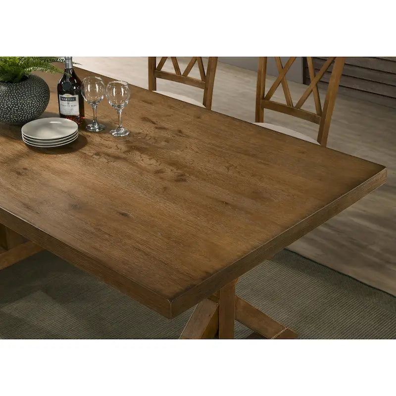 Ensemble de salle à manger 5 pièces en bois de style ferme moderne Roundhill Furniture Enna, fini bois flotté brossé