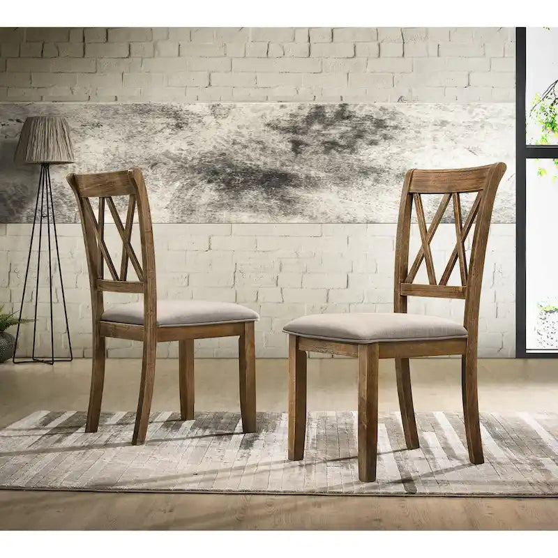 Ensemble de salle à manger 5 pièces en bois de style ferme moderne Roundhill Furniture Enna, fini bois flotté brossé