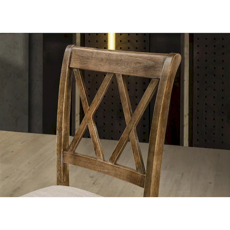 Ensemble de salle à manger 5 pièces en bois de style ferme moderne Roundhill Furniture Enna, fini bois flotté brossé