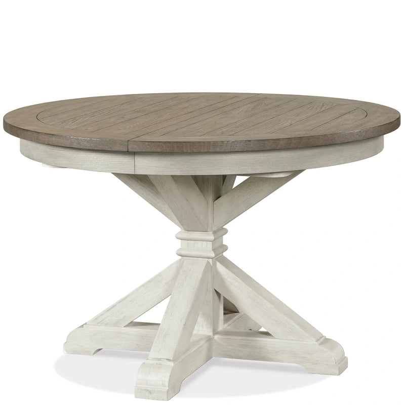Ensemble de salle à manger 5 pièces Roundhill Furniture Harola, table de salle à manger ronde à piedestal avec rallonge de 45,7 cm, 4 chaises d'appoint