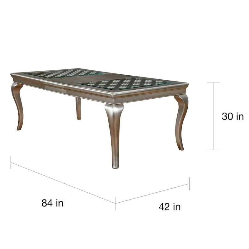 Ensemble de salle à manger Tily Glam Gold en similicuir capitonné 9 pièces avec rallonge par Furniture of America