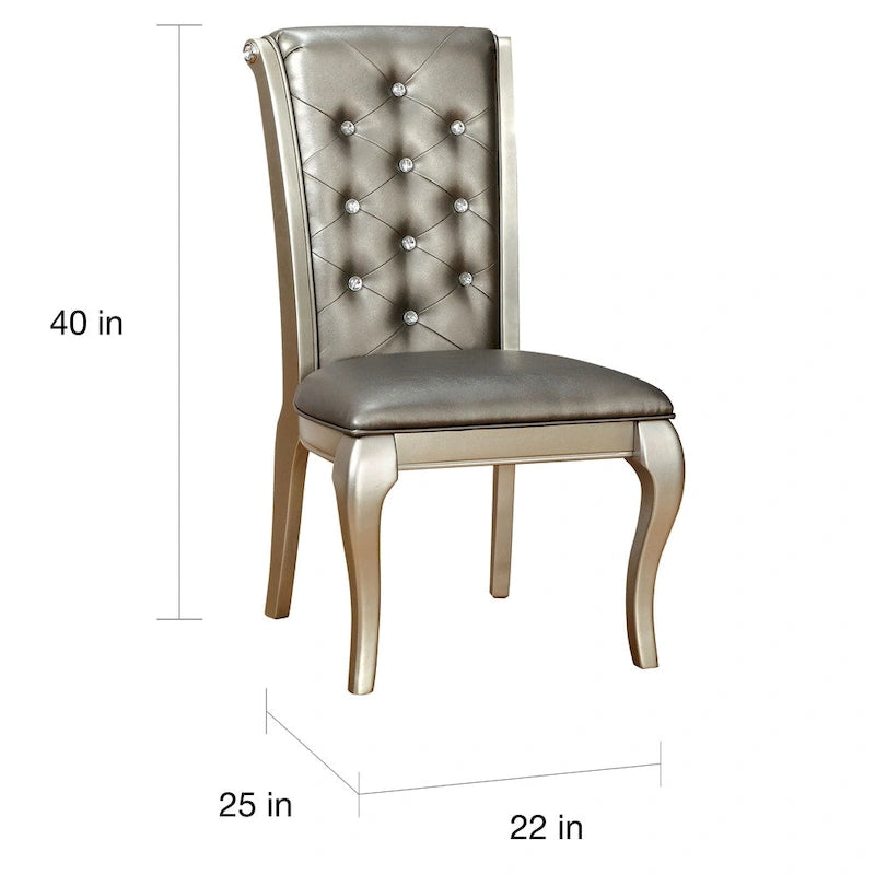 Ensemble de salle à manger Tily Glam Gold en similicuir capitonné 9 pièces avec rallonge par Furniture of America