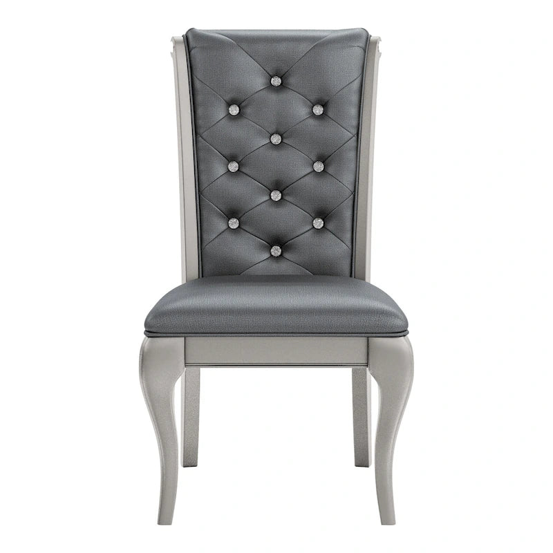 Ensemble de salle à manger Tily Glam Gold en similicuir capitonné 9 pièces avec rallonge par Furniture of America