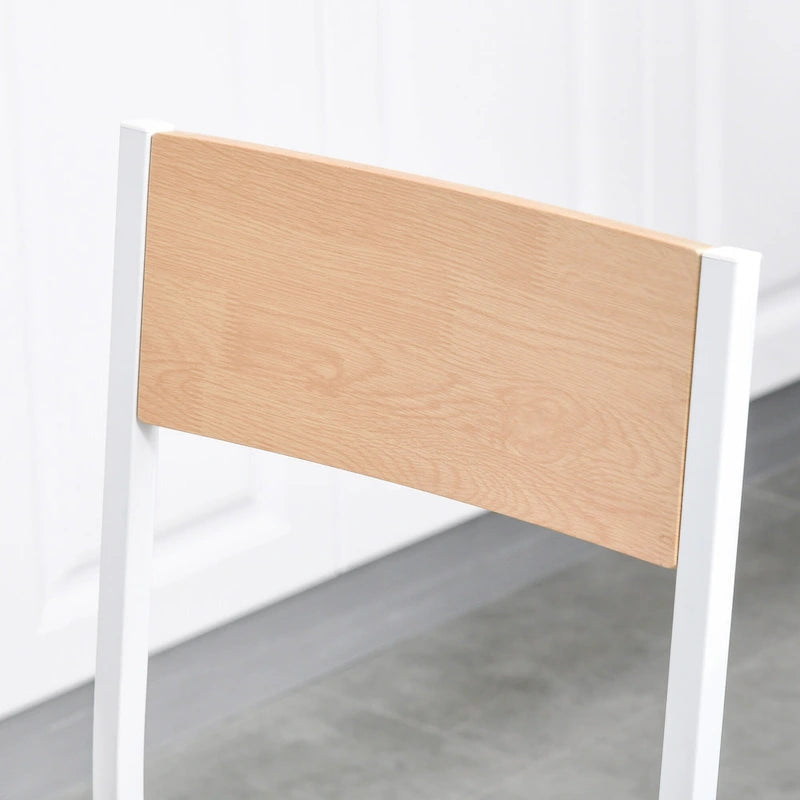 HOMCOM Ensemble de 3 pièces en bois, table à manger carrée avec 1 table et 2 chaises et cadre en métal robuste, blanc