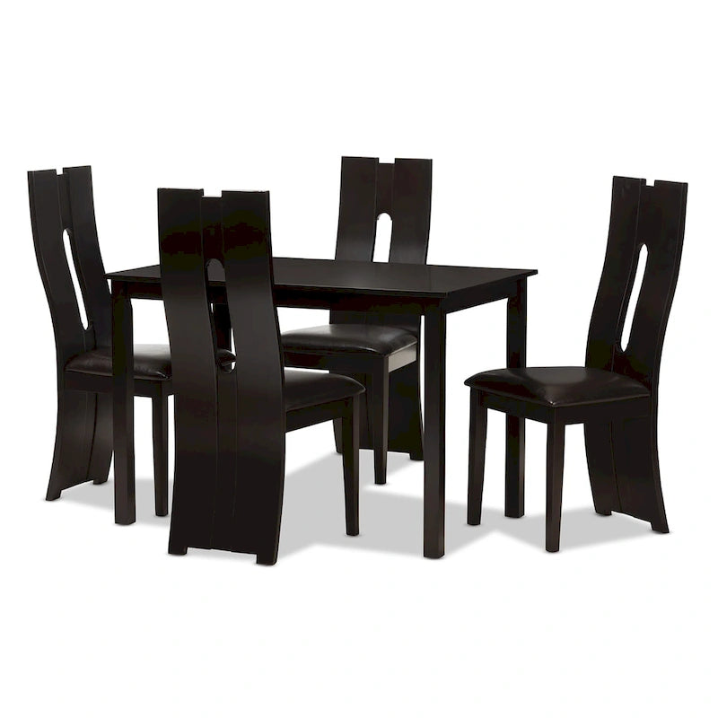 Ensemble de salle à manger 5 pièces en similicuir marron contemporain par Baxton Studio