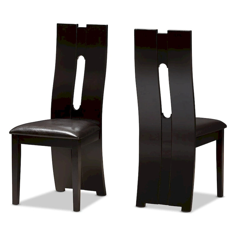 Ensemble de salle à manger 5 pièces en similicuir marron contemporain par Baxton Studio