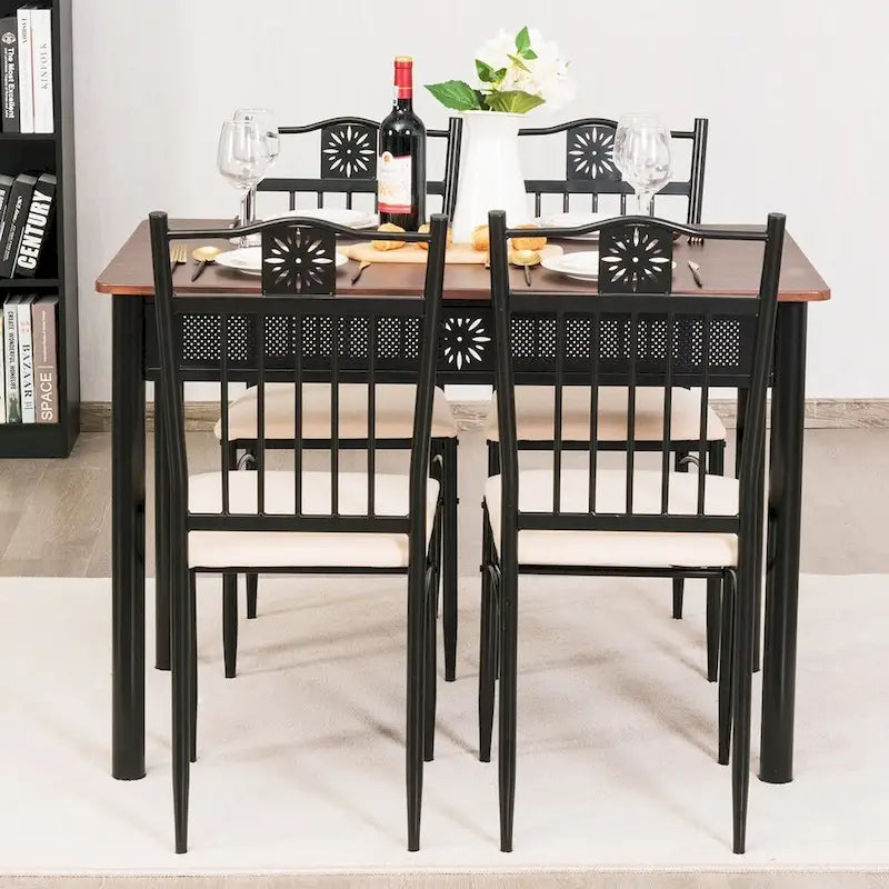 Ensemble de salle à manger 5 pièces en bois et métal Table et chaises Meubles de cuisine
