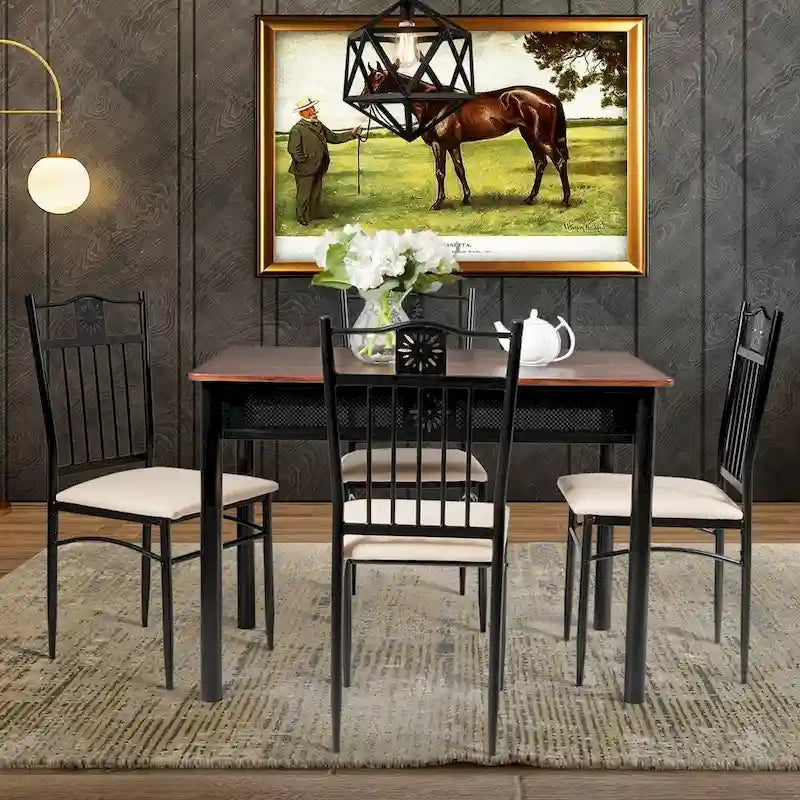 Ensemble de salle à manger 5 pièces en bois et métal Table et chaises Meubles de cuisine