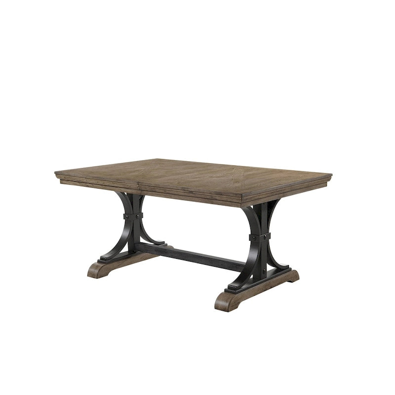 Ensemble de salle à manger 7 pièces Roundhill Furniture Birmingham avec table finition bois flotté et chaises cloutées