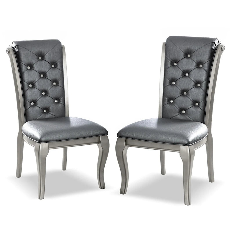 Ensemble de salle à manger 7 pièces Tily Glam en similicuir doré par Furniture of America