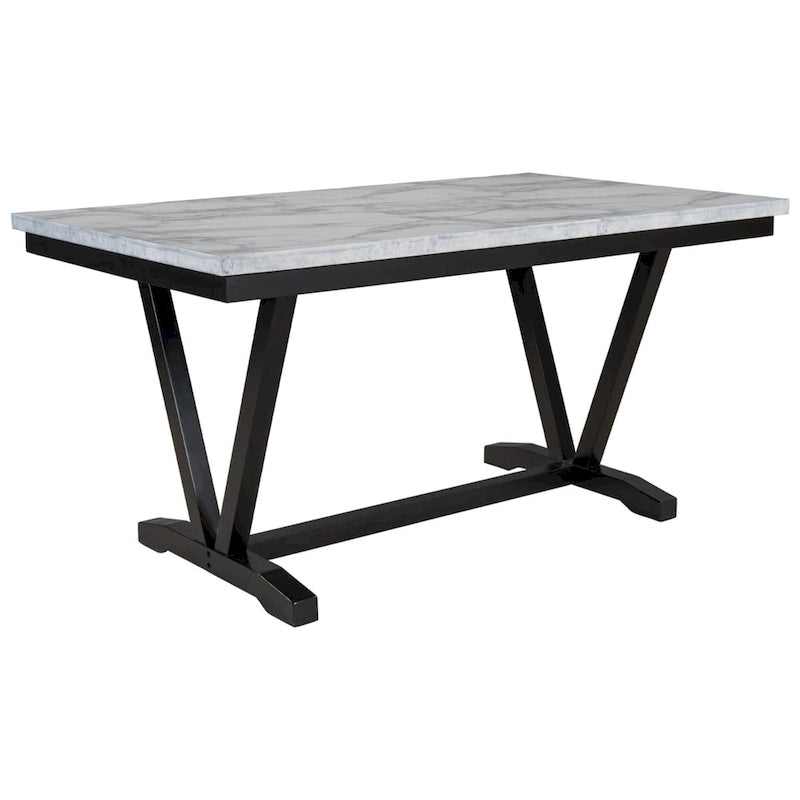Ensemble de salle à manger 6 pièces avec table à plateau en placage marbré