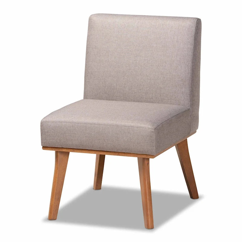 Ensemble de salle à manger 5 pièces en tissu gris et bois de noyer Odessa