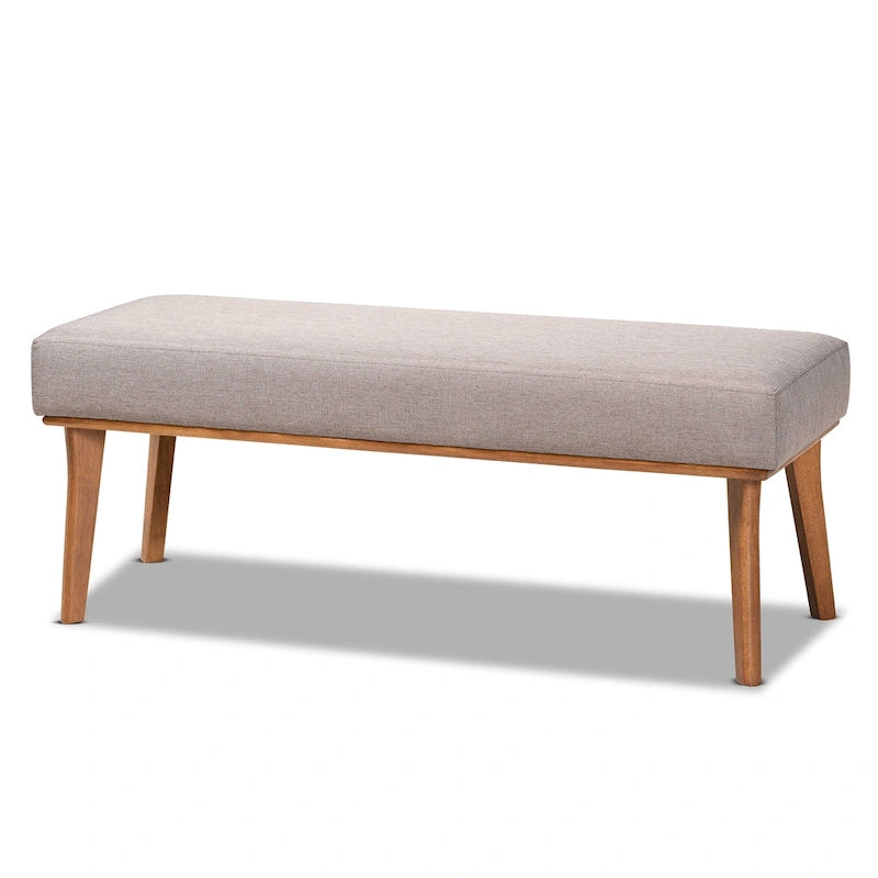 Ensemble de salle à manger 5 pièces en tissu gris et bois de noyer Odessa