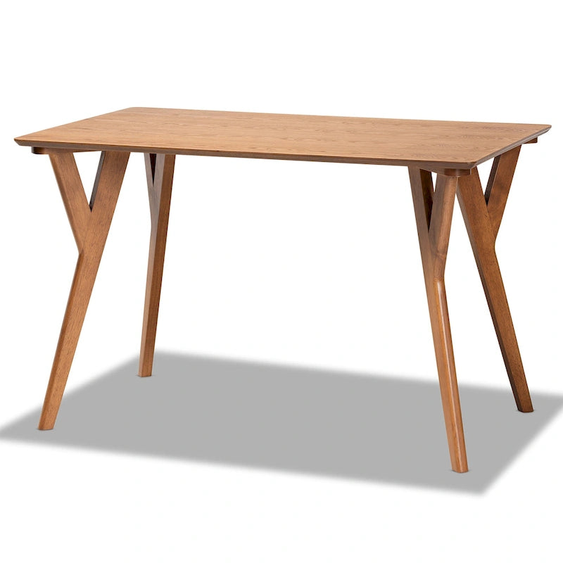 Ensemble de salle à manger 5 pièces en tissu gris et bois de noyer Odessa