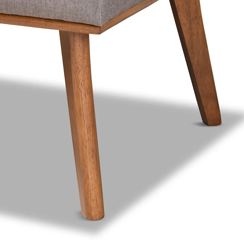 Ensemble de salle à manger 5 pièces en tissu gris et bois de noyer Odessa