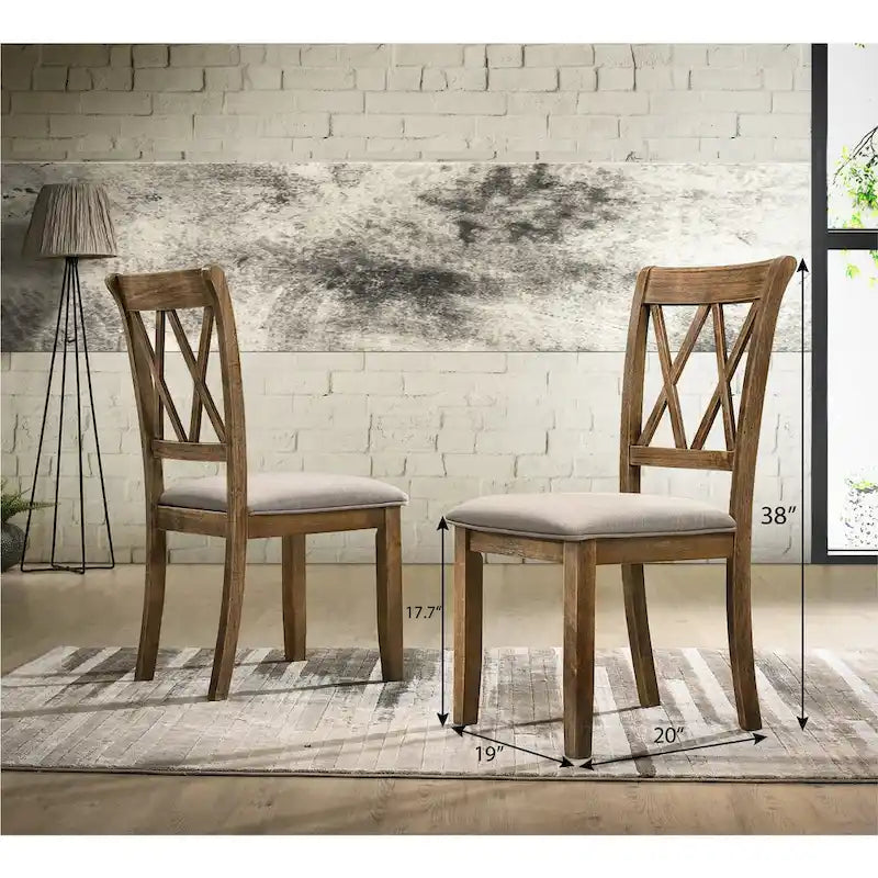 Ensemble de salle à manger 7 pièces en bois Enna Morden Farmhouse avec tréteaux, finition bois flotté brossé de Roundhill Furniture