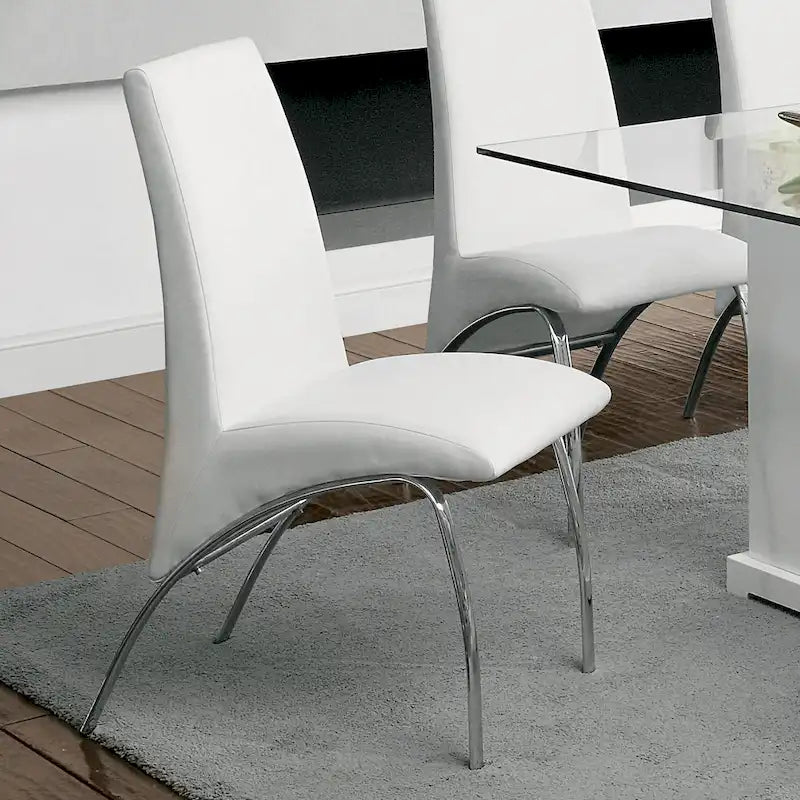 Ensemble de salle à manger 7 pièces Benton avec plateau en verre blanc contemporain par Furniture of America