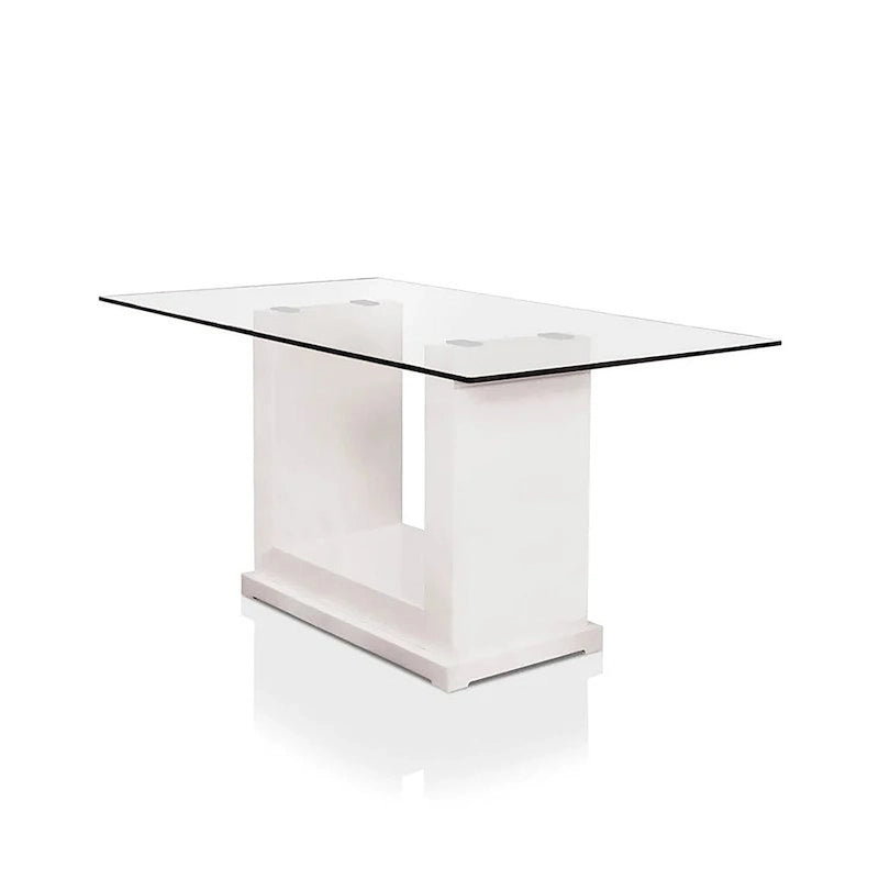 Ensemble de salle à manger 7 pièces Benton avec plateau en verre blanc contemporain par Furniture of America