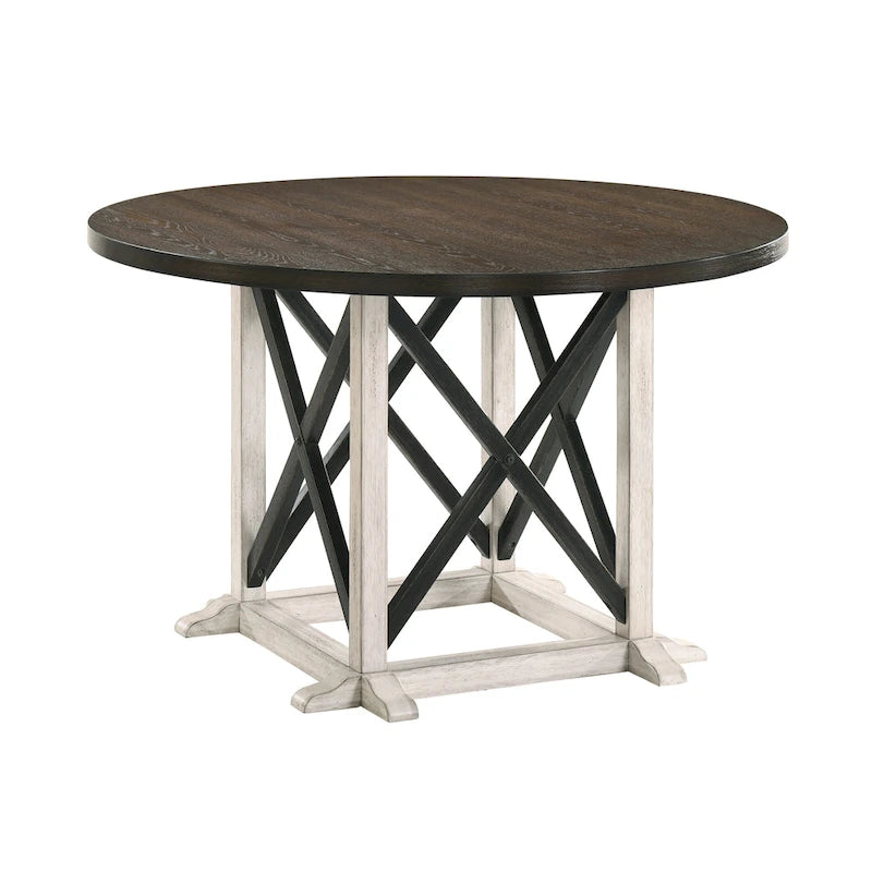 Ensemble de salle à manger 5 pièces en bois d'hévéa blanc antique McFarlane Farmhouse par Furniture of America