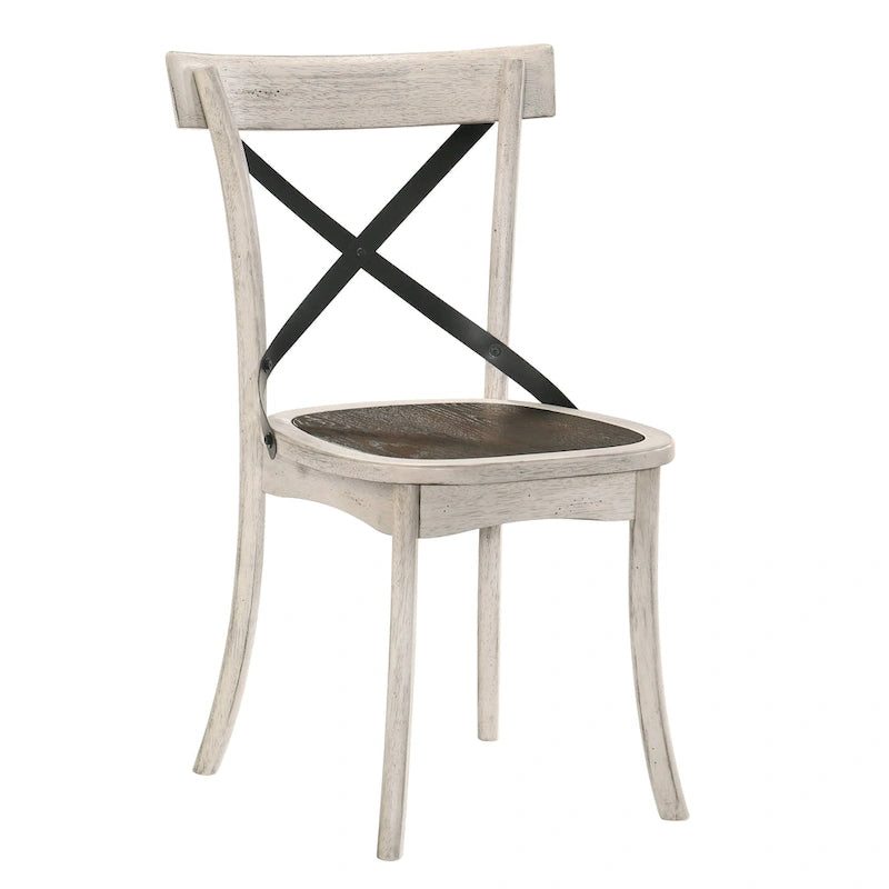 Ensemble de salle à manger 5 pièces en bois d'hévéa blanc antique McFarlane Farmhouse par Furniture of America