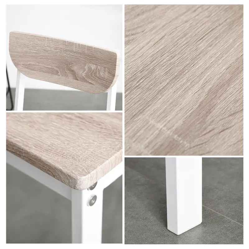 HOMCOM Ensemble de salle à manger moderne 5 pièces pour 4 personnes avec plateau rabattable, 4 chaises et structure métallique pour petits espaces, blanc