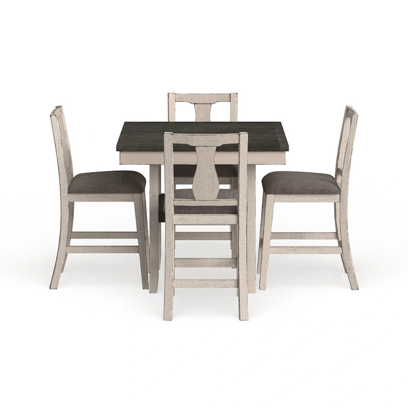 Ensemble de salle à manger 5 pièces Merichleri en bois blanc antique hauteur comptoir par Copper Grove